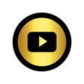 Gold and black coloured Youtube logo icon Royalty Free Stock Photo