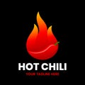 Hot Chili logo design template. Flame with a chili pepper.