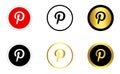 Collection of gold and coloured pinterest logo icon