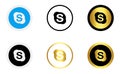 Skype gold and colourful logo type vector collection