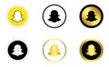 Collection of coloured and gold snapchat logo icon