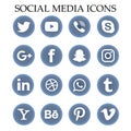 Social media new modern flat vector icons. twitter YouTube viber call skype google Facebook snap chat Instagram LinkedIn etc.