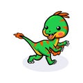 Cute little oviraptor dinosaur cartoon running Royalty Free Stock Photo