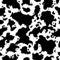 Cow skin. Seamless pattern. Cow or dalmatian spots. Black and white.  Animal print, texture. Vector background. Royalty Free Stock Photo