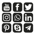 Social media icons for web and graphics uses. Instagram Facebook twitter YouTube WhatsApp LinkedIn Pinterest skype telegram icon