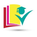 Higher education logo flat icon vector stock image. Royalty Free Stock Photo