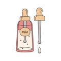 hand drawn doodle bottle of serum with BHA-acids, isolated vector illustration. skincare product Royalty Free Stock Photo