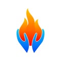 Flame Hands logo design template. Abstract hands and fire.