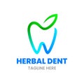 Herbal Dent logo design template. Abstract tooth with leaf.