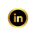 Rounded gold linkedin logo icon Royalty Free Stock Photo