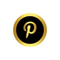 Gold coloured pinterest logo icon Royalty Free Stock Photo
