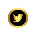 Gold rounded twitter logo icon