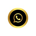 Gold whatsapp icon in white background