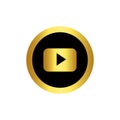 Gold and black coloured Youtube logo icon