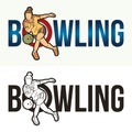 Bowling Text With Sport Players Graphic Vector