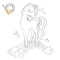 Colorful illustration ofs cutemagical unicorn.