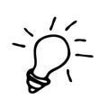 Doodle idea in the form of a vector light bulb. It can mean brain activity and teamwork. It can be used as a eureka icon. Royalty Free Stock Photo