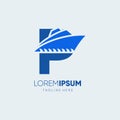 Letter P Initial Ship Logo Design Vector Icon Graphic Illustration Royalty Free Stock Photo