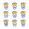 Sailor Face doodle funky playful illustration set