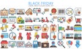 Black Friday lineal multi color Icon set Royalty Free Stock Photo