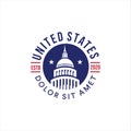 United States Capitol Building logo design. Capitol Hill Washington DC vector flat design illustration Royalty Free Stock Photo