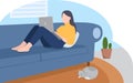 Person Relaxing on Couch While Working or Studying From Home