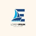 Letter E Sailor Boat Logo Design Vector Icon Graphic Emblem Illustration