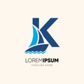 Letter K Sailor Boat Logo Design Vector Icon Graphic Emblem Illustration Royalty Free Stock Photo