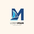 Letter M Sailor Boat Logo Design Vector Icon Graphic Emblem Illustration