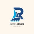 Letter R Sailor Boat Logo Design Vector Icon Graphic Emblem Illustration