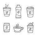 Coffee doodle collection isolated on white background Royalty Free Stock Photo