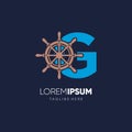 Letter G Ship Steering Wheel Logo Design Vector Icon Graphic Emblem Illustration Royalty Free Stock Photo