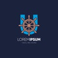 Letter U Ship Steering Wheel Logo Design Vector Icon Graphic Emblem Illustration Royalty Free Stock Photo