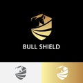 Bull or Taurus Head Strong Security Shield Logo Vector Royalty Free Stock Photo