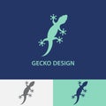 Elegant Gecko Creeping Blue Mint Illustration Vector