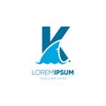 Letter K Shark Fin Logo Design Vector Icon Graphic Emblem Illustration Royalty Free Stock Photo