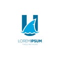 Letter U Shark Fin Logo Design Vector Icon Graphic Emblem Illustration Royalty Free Stock Photo