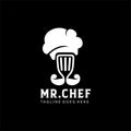 Chef logo spatula and mustache symbol mister chef illustration logo