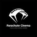 Movie Video Cinema Cinematography Film Production Logo With Parachute Illustration