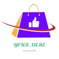 Shopping bag logo. best shopping happy customer online store shop own business company delivery service icon symbol. Royalty Free Stock Photo