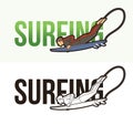 Surfing Text with Sport Player Graphic Vector