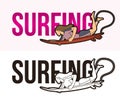 Surfing Text with Sport Player Graphic Vector