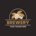 Brewery logo design template. Abstract beer hops in retro style.