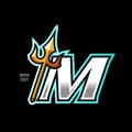 Bold and strong logo design initial M trident Royalty Free Stock Photo