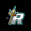 Bold and strong logo design initial R trident Royalty Free Stock Photo