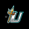 Bold and strong logo design initial U trident Royalty Free Stock Photo