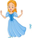 Cartoon cinderella princess with her shoe Royalty Free Stock Photo
