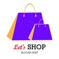 Vector shopping bag super market store online purchase logo icon on white background.