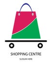 Shopping Centre super market online purchase store shopping bag logo vector illustration.