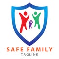 Safe family people caring protect insurance logo vector design.